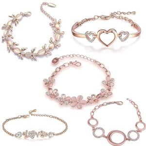 Rose Gold Plated Adjustable Chain Bangle Bracelet
