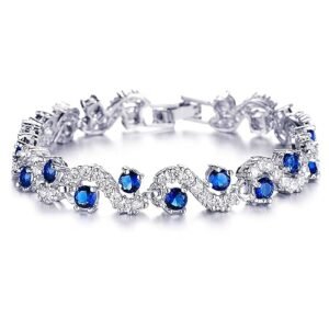 Royal Blue Crystal Silver Plated Bracelet