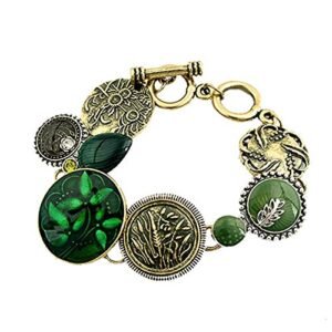 Silver Toned Green Crystal Bracelet