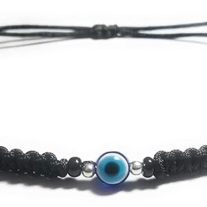 Silver Black Cord with Evil Eye Anklet for Women & Girls