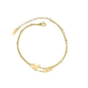 Love Heart Gold Plated Chain Style Anklets For Women and Girls