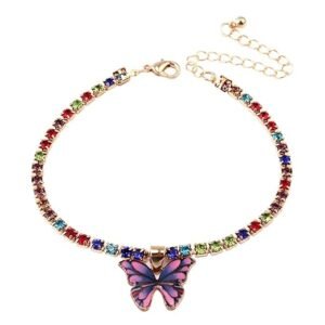 Multicolor Crystal Butterfly Designed Anklet For Women and Girls